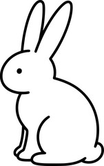 Fototapeta premium Minimalist side-view outline of a calm bunny with soft body and long ears, drawn in clean elegant lines.