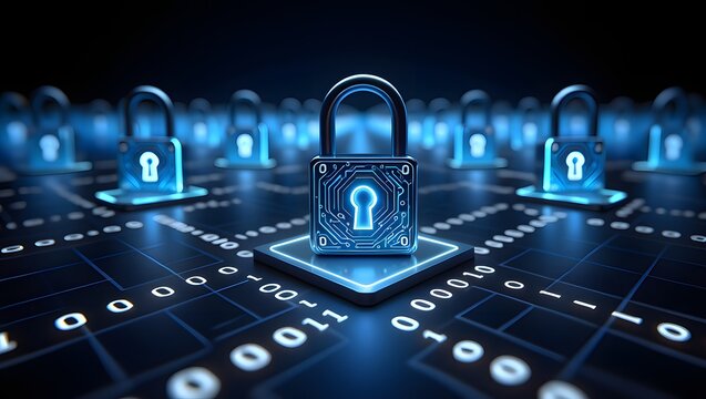 data security concept | Cybersecurity Data Encryption Locks &ndash; Digital Security and Protection Concept