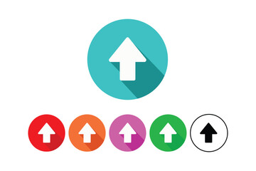 Set of up arrows icons in various colors representing direction and concept of moving upwards