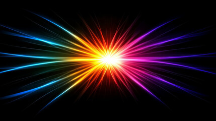 Obraz premium Radiant explosion of color emerges from central point, creating vibrant display of light