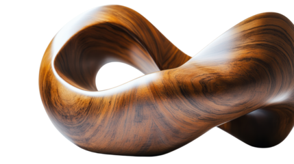 Abstract wooden sculpture in a twisting shape, perfect for modern design aesthetics.