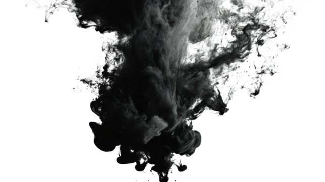 Black ink swirling in water creating mesmerizing abstract patterns.
