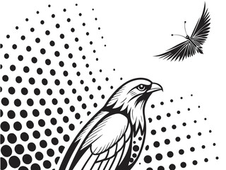 Obraz premium Majestic eagle and butterfly halftone design