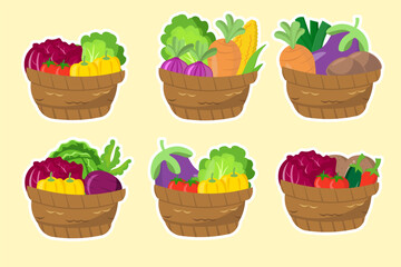 Set of vegetable sticker collection