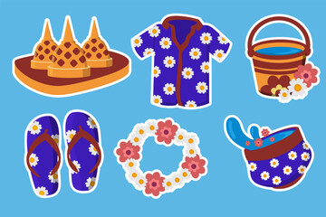 Set of songkran sticker collection 