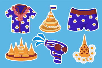 Set of songkran sticker collection 