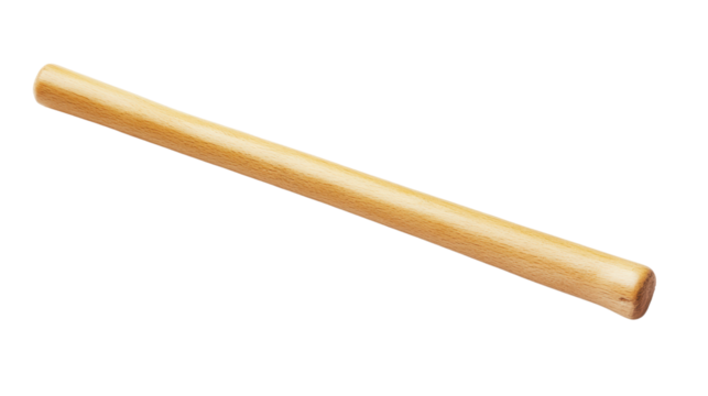 Rolling pin, essential tool for baking, wooden material, isolated on a white background.