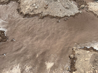 Melting snow on the ground