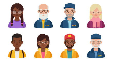 Diverse Cartoon People Taxi Drivers and Others with Varied Styles