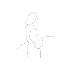 minimalist flat illustration of a pregnant woman in profile view