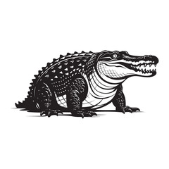 Fototapeta premium Crocodile silhouette clipart on a white background