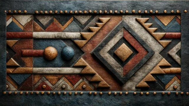 Intricate Tribal Geometric Pattern Design Background Texture with Rich Colors and Detail
