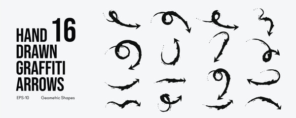 Hand Drawn Gothic Graffiti Arrow Brush Set with Fun Kid Sketch Grunge Pencil Textures Doodle Lines Vector hand drawn brush stroke for presentation and Creative Design Projects