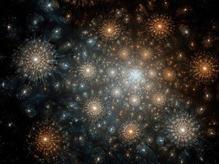 Fototapeta premium Radial constellation-style pattern of softly faded stars, arranged concentrically in ripple-like formations for a serene patriotic visual tone