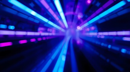 Obraz premium Blurry vibrant tunnel of blue and purple light streaks