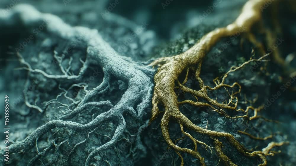 Poster tree roots photographed from a close distance