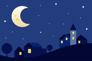 Fototapeta premium night city with moon