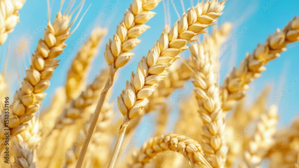 Poster a close-up view of a bunch of wheat