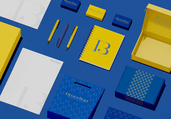 Top View Branding Stationery Mockup Set