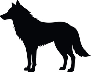 Wolf Silhouette, Wild Canine Shadow, Black Wolf Outline, Majestic Predator Shape, Wildlife Animal Silhouette, Lone Wolf Symbol, Strong Alpha Pack Leader Figure
