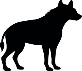Hyena Silhouette, Wild Animal, Mammal, Carnivore, Predatory Wildlife, African Scavenger, Spotted Hyena, Striped Hyena, Furry Creature, Animal Outline, Black Vector Illustration, Safari Wildlife