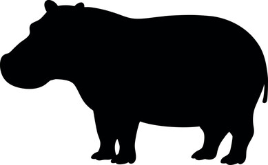 Silhouette of a Hippopotamus, Hippo Outline, Animal Silhouette, Wildlife Illustration, Hippo Shape, African Mammal Silhouette, Black Hippo Icon, Hippo Graphic, Hippo Drawing, Nature Animal Vector