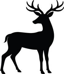 Majestic Deer Silhouette Illustration - Stag, Buck, Antlers, Wildlife, Nature, Forest, Animal Art, Hunting, Rustic Decor, Silhouette Graphic, Deer Clipart, Deer Vector, Deer Outline, Deer Shape