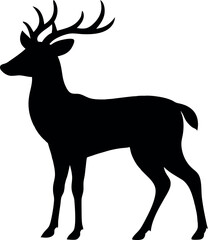 Majestic Deer Silhouette Illustration - Stag, Buck, Antlers, Wildlife, Nature, Forest, Animal Art, Hunting, Rustic Decor, Silhouette Graphic, Deer Clipart, Deer Vector, Deer Outline, Deer Shape
