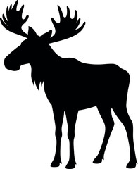 Moose Silhouette - Majestic Wildlife Animal Outline with Large Antlers in Nature