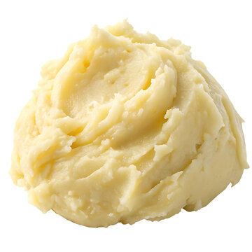 Mashed potatoes in a bowl isolated on a transparent background
