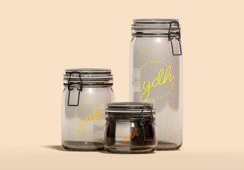 Set Of Glass Jars With Swing Top Lids Mockup
