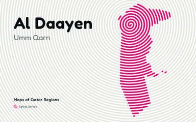 Vector Map of Al Daayen Region, Qatar, in Spiral Line Style with Lusail as Central Point