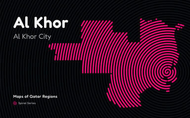 Vector Map of Al Khor Region, Qatar, in Spiral Line Style with Al Khor as Central Point