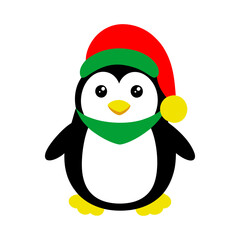 cute penguin with a santa hat vector illustration