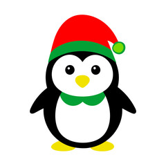 cute penguin with a santa hat vector illustration