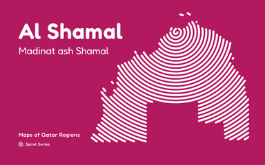 Vector Map of Al Shamal Region, Qatar, in Spiral Line Style with Madinat ash Shamal as Central Point