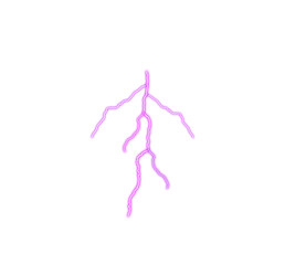 Effective purple lightning isolated on white background