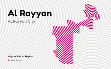 Vector Map of Al Rayyan Region, Qatar, in Spiral Line Style with Al Rayyan as Central Point