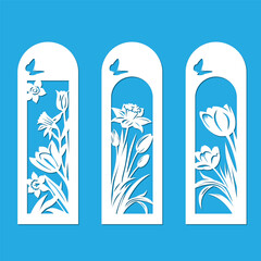 Vertical floral bookmarks. Cutout files. Paper crafts