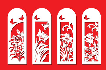 Templates Floral bookmarks with roses, lilies. Files for cutting. Paper crafts