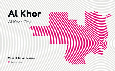 Vector Map of Al Khor Region, Qatar, in Spiral Line Style with Al Khor as Central Point