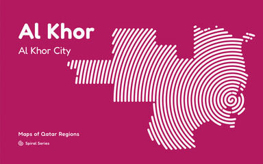 Vector Map of Al Khor Region, Qatar, in Spiral Line Style with Al Khor as Central Point