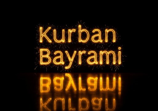 Kurban bayrami celebration with sparkler light on black background