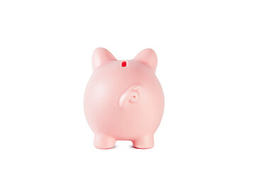 Pink piggy bank isolated on white background. The concept of money savings.