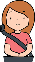 Illustration of woman using safety belt
