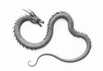 Gray Dragon Sculpture in Figure-Eight Pose