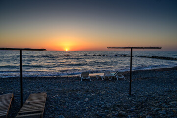 Obraz premium A breathtaking sunset over the Mediterranean Sea viewed from Cyprus.