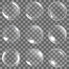 Realistic Transparent Soap Bubbles Collection