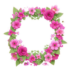Decorative floral frame with flowers, leaves, and botanical elements for cards or invitations
