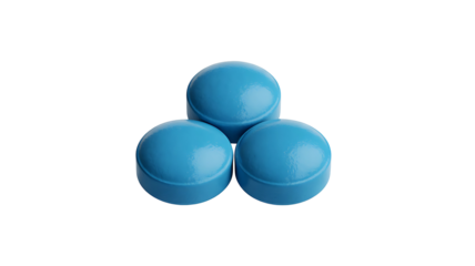 Blue Pills: A close-up shot of three bright blue pills, evoking themes of health and medicine.